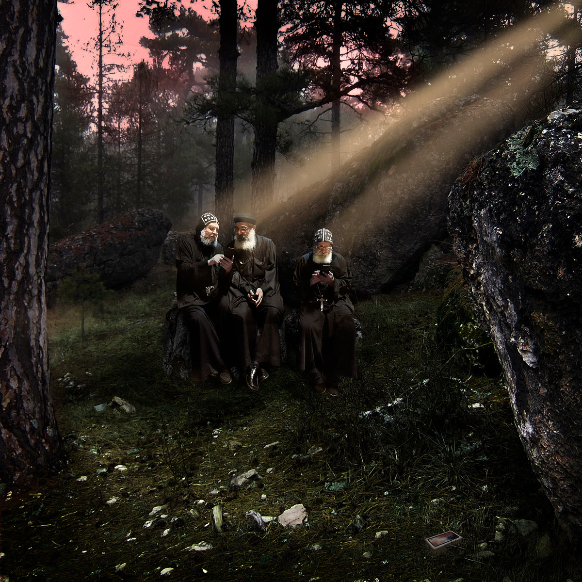 Monjes en bosque