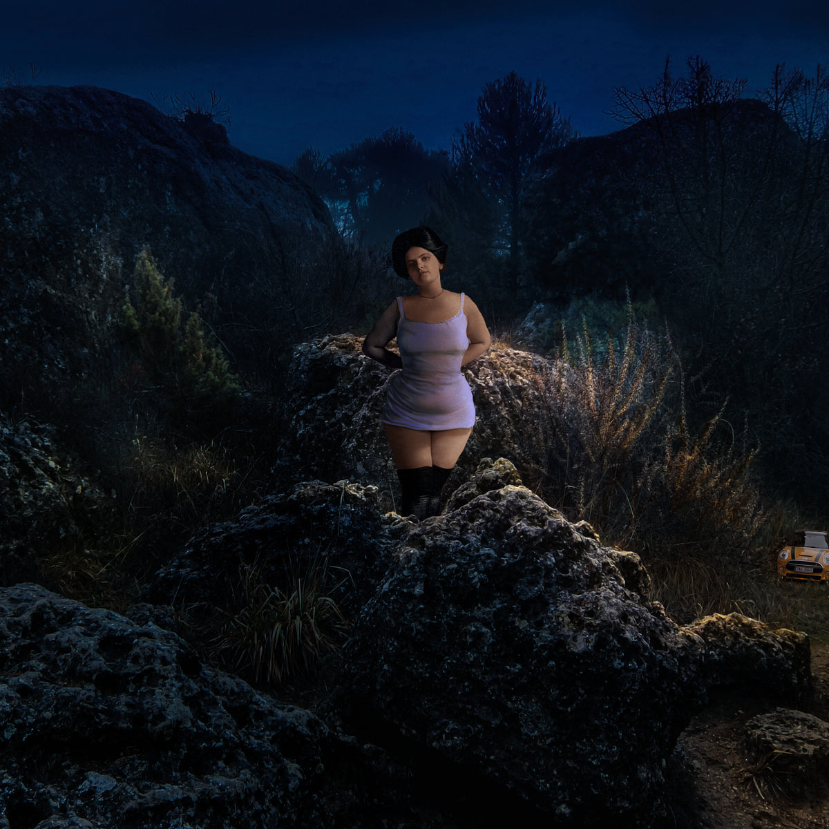 Piedras y chica